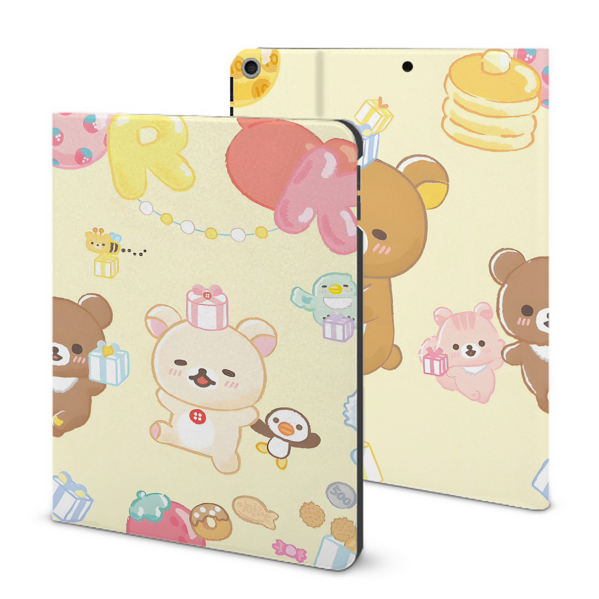 （画像用） リラックマ リラックマ キイロイトリ Rilakkuma Korilakkuma Kiiroitori IPad ケース ブック型 PUレザー TPU 耐衝撃 軽量 薄型 ペン収納なし 全面保護 IPad 各モデル対応